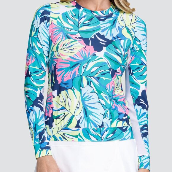 Tropical Botanical Print Long Sleeve Top - Picture 1 of 6